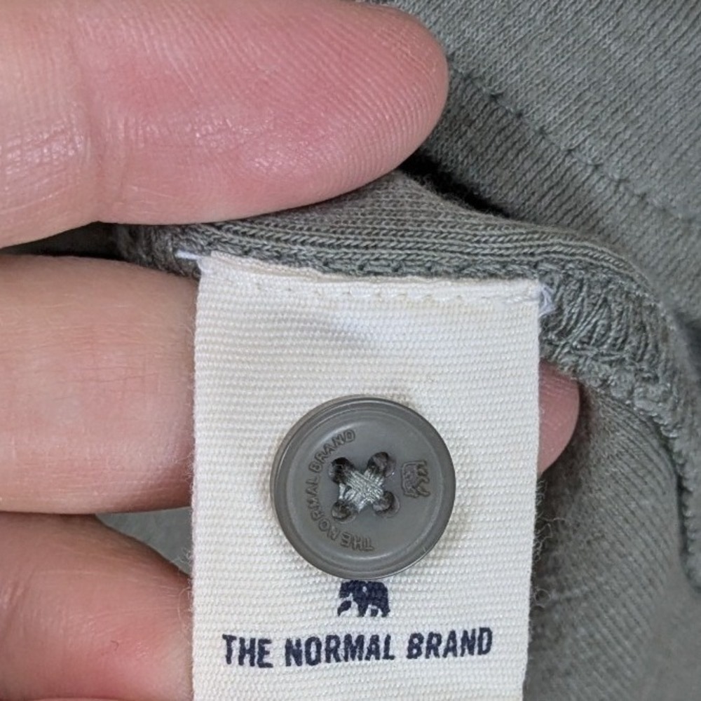 The Normal Brand Mens Large Olive Green Jersey Long Sleeve Button Down Shirt - Picture 6 of 9